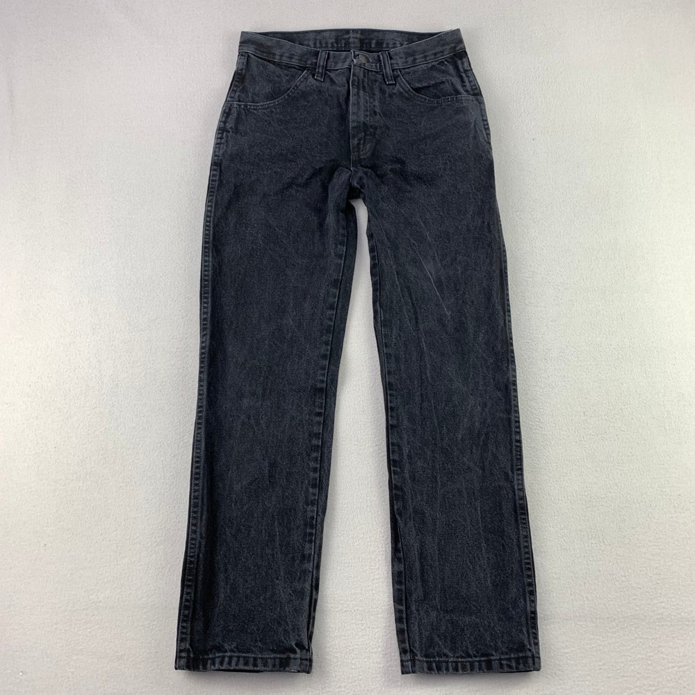 VTG Rustler Regular Fit Jeans Mens 29x30 Black Denim Straight Leg Cotton Faded